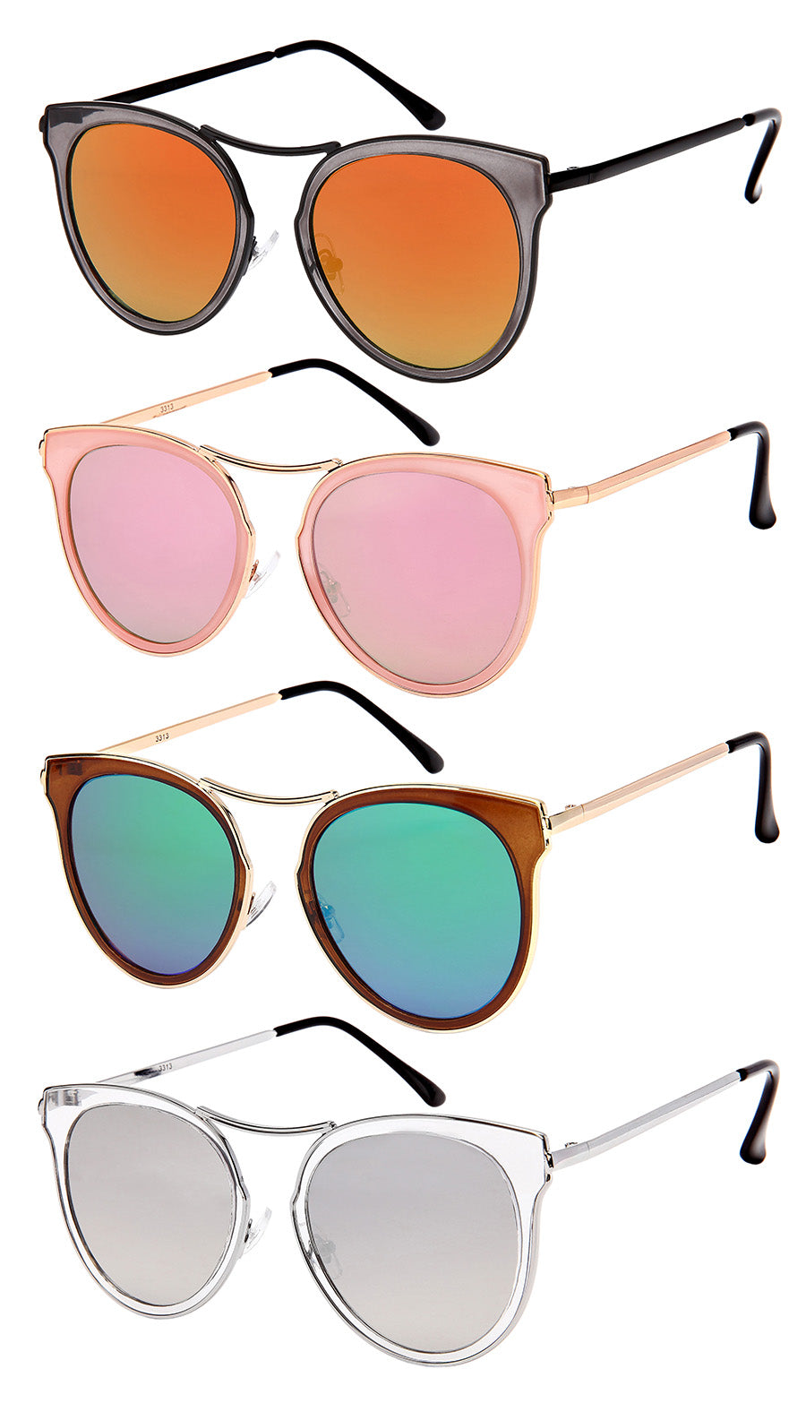 CAT EYE LADIES BULK WHOLESALE SUNGLASSES 3313-FLREV