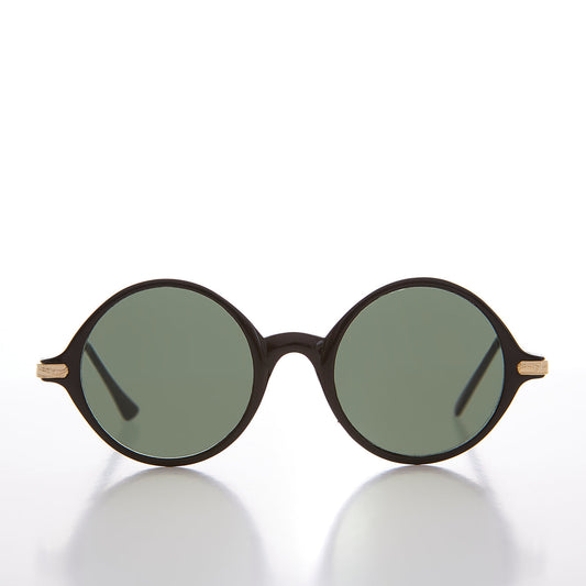Round Hippie Sunglass with Gold Temples - Addison
