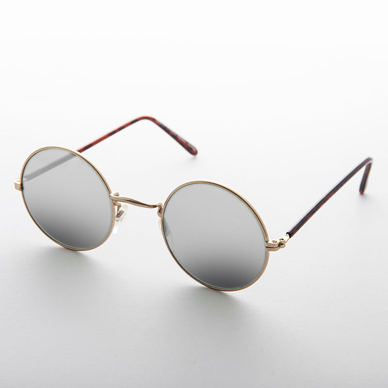 Round Mirror Lens Vintage Sunglasses - Eden